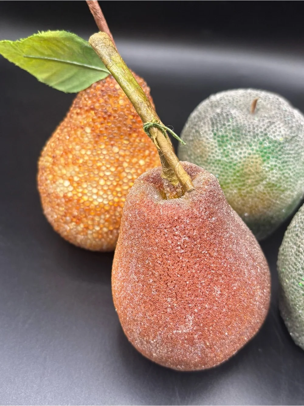 Vintage Fruit Beaded Faux Decor 90s Set of 13 Apple Orange Pear Grapes